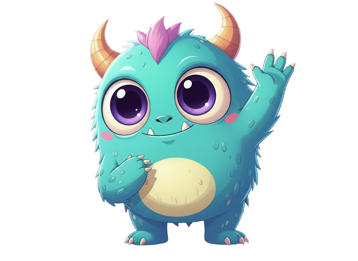 Friendly monster waving hello